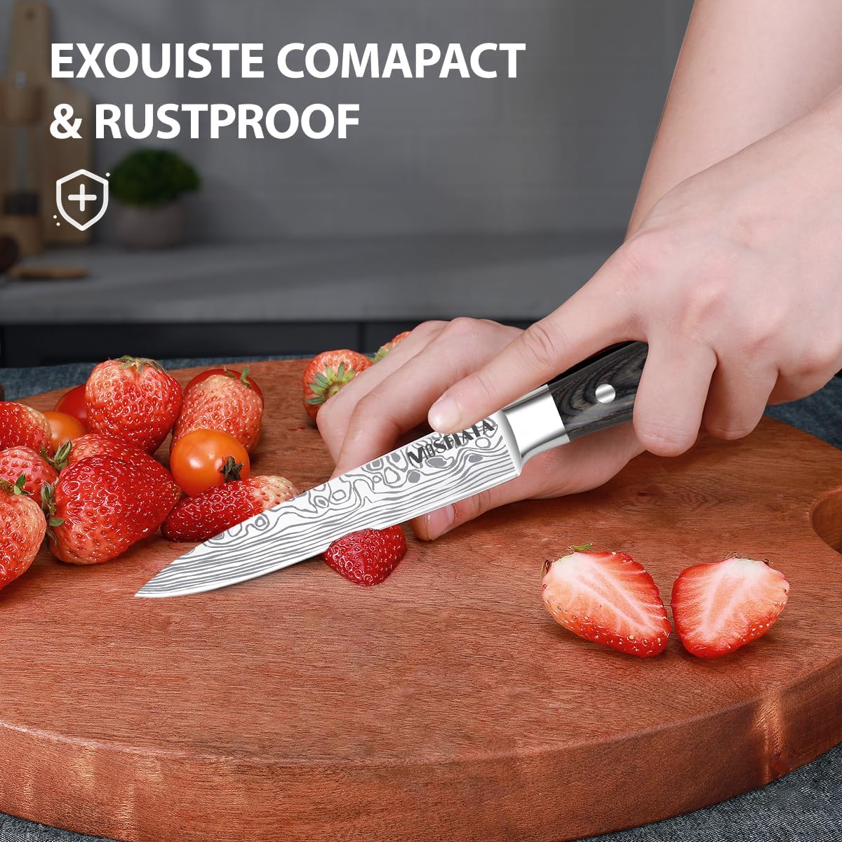 Professional Chef Knife Set with German High Carbon Stainless Steel Kitchen Knife Set 3 PCSwith Finger Guard,Knife Sharpener,Knives Set for Kitchen with Gift Box