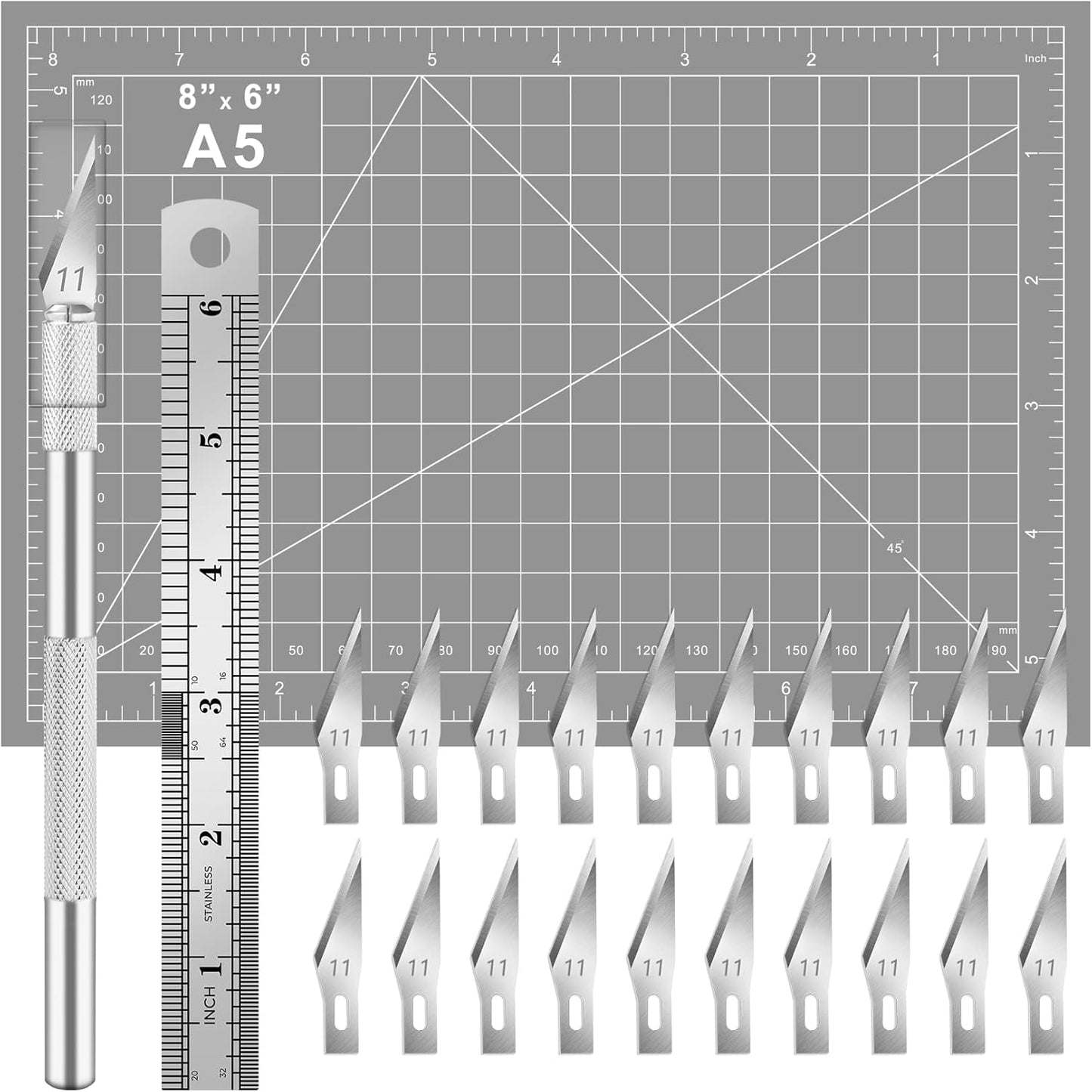 Exacto Knife 12 Pcs Exacto Knife Set with Case for Crafting | Craft Hobby Precision Knife with 11 Blades for Scrapbooking Models 3D Printing Clay Rubber Stamps Gift for Women Adults Men