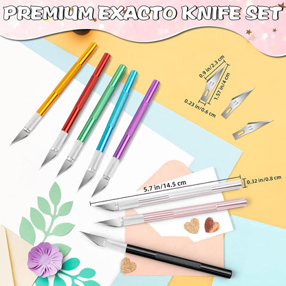 Exacto Knife 12 Pcs Exacto Knife Set with Case for Crafting | Craft Hobby Precision Knife with 11 Blades for Scrapbooking Models 3D Printing Clay Rubber Stamps Gift for Women Adults Men