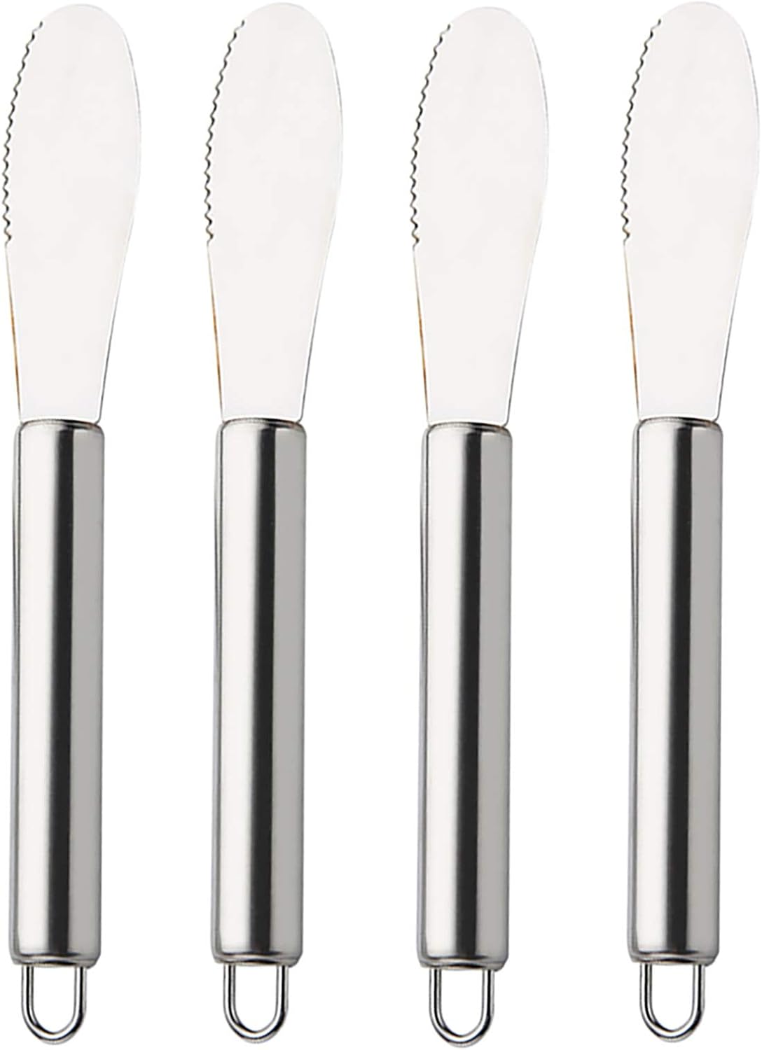 Wide Butter Spreader Knife Set 4-Piece Stainless Steel Cheese Knife Serrated Edge Sandwich Condiment Jam Bread Cream Knives 7.8-inch (Set of 4)