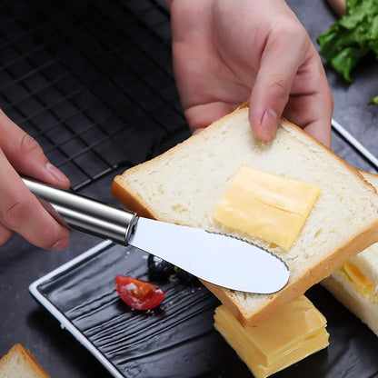 Wide Butter Spreader Knife Set 4-Piece Stainless Steel Cheese Knife Serrated Edge Sandwich Condiment Jam Bread Cream Knives 7.8-inch (Set of 4)
