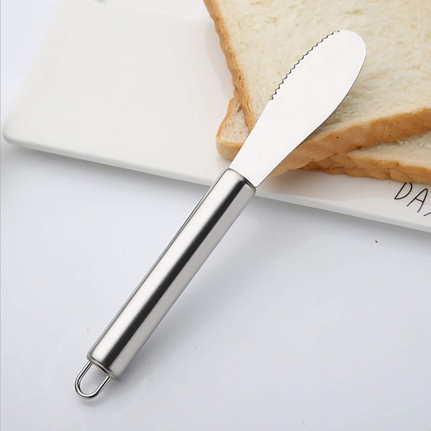 Wide Butter Spreader Knife Set 4-Piece Stainless Steel Cheese Knife Serrated Edge Sandwich Condiment Jam Bread Cream Knives 7.8-inch (Set of 4)
