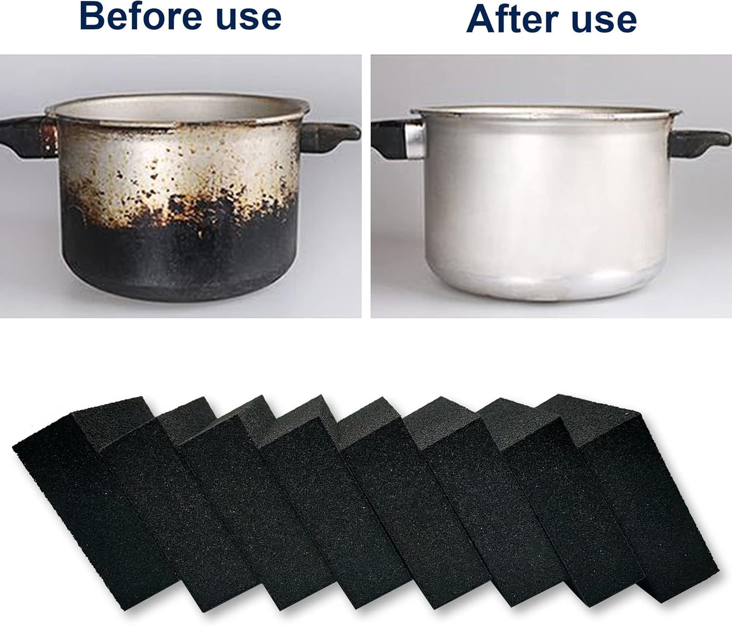 Krisler Carborundum Sponge Nano Emery Sponges Caspian Stone Pot Clean Brush Rust Eraser Grit Scouring Pads Pot Cleaning Pads with Carborundum Washing Kitchen Cleaner Tool 8pc