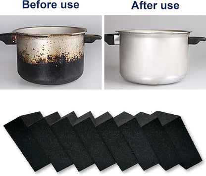 Krisler Carborundum Sponge Nano Emery Sponges Caspian Stone Pot Clean Brush Rust Eraser Grit Scouring Pads Pot Cleaning Pads with Carborundum Washing Kitchen Cleaner Tool 8pc