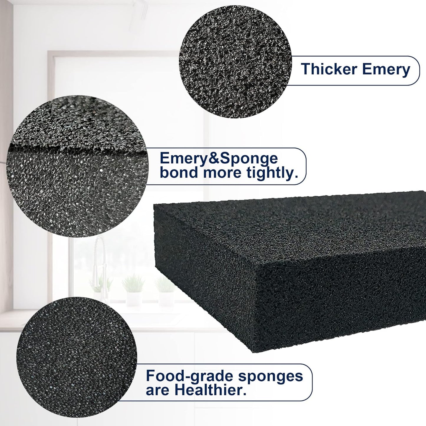 Krisler Carborundum Sponge Nano Emery Sponges Caspian Stone Pot Clean Brush Rust Eraser Grit Scouring Pads Pot Cleaning Pads with Carborundum Washing Kitchen Cleaner Tool 8pc
