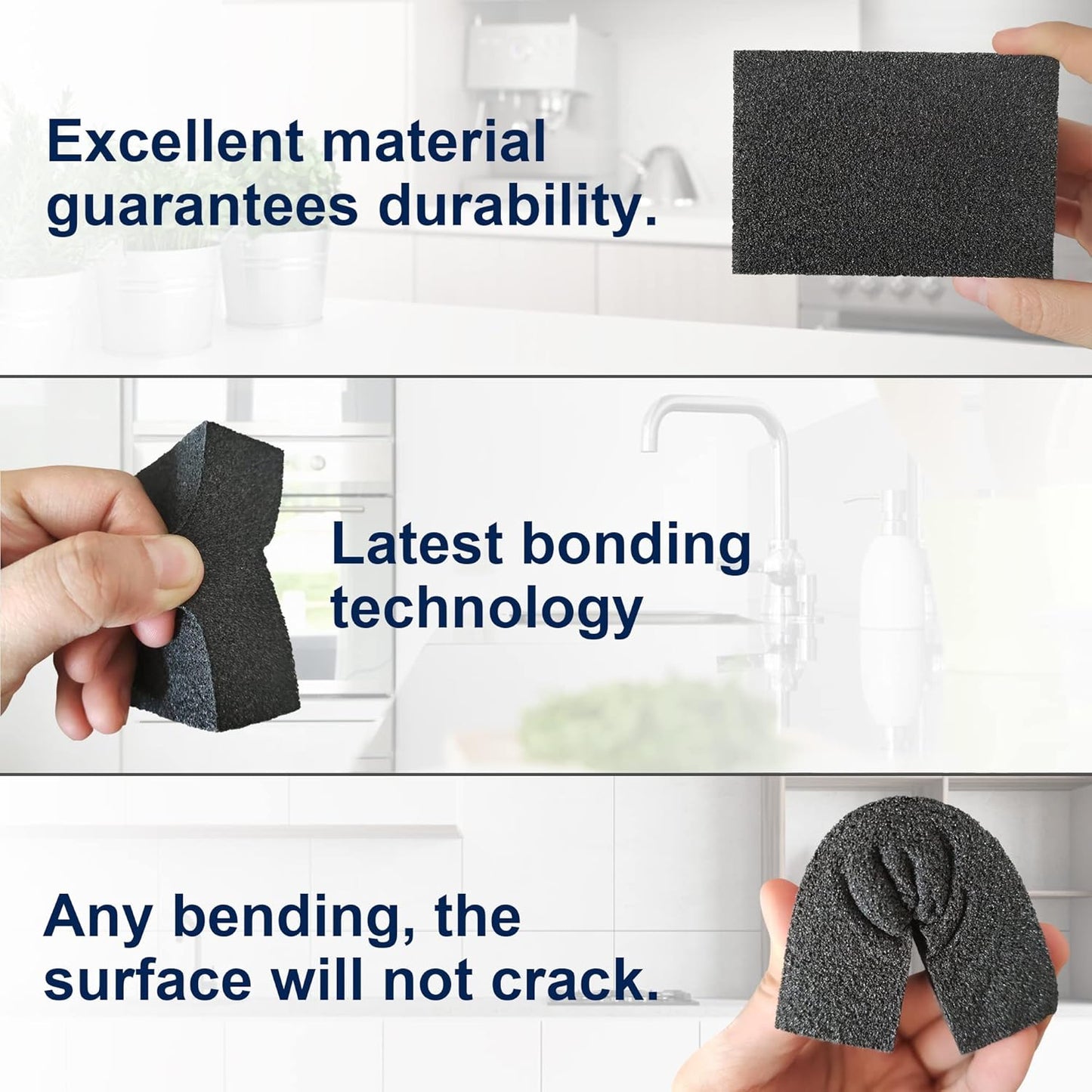 Krisler Carborundum Sponge Nano Emery Sponges Caspian Stone Pot Clean Brush Rust Eraser Grit Scouring Pads Pot Cleaning Pads with Carborundum Washing Kitchen Cleaner Tool 8pc