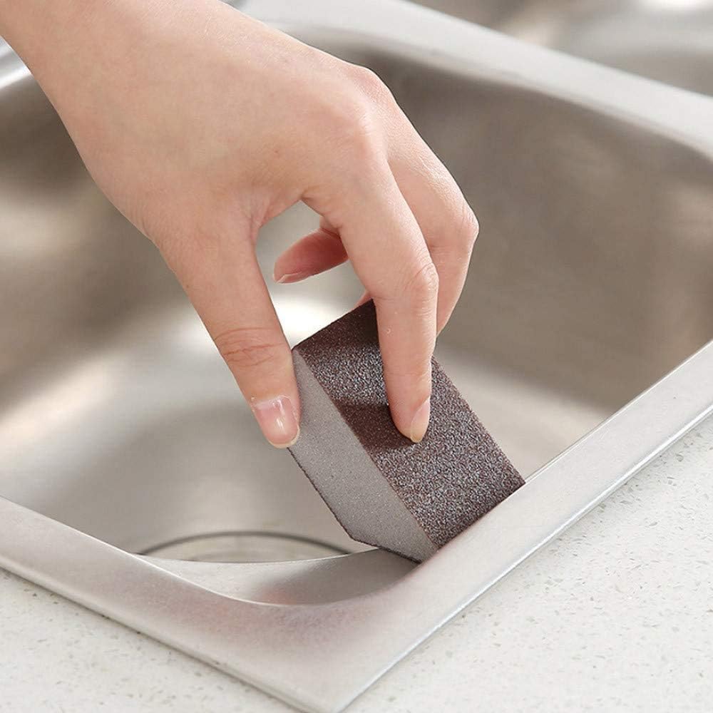Krisler Carborundum Sponge Nano Emery Sponges Caspian Stone Pot Clean Brush Rust Eraser Grit Scouring Pads Pot Cleaning Pads with Carborundum Washing Kitchen Cleaner Tool 8pc