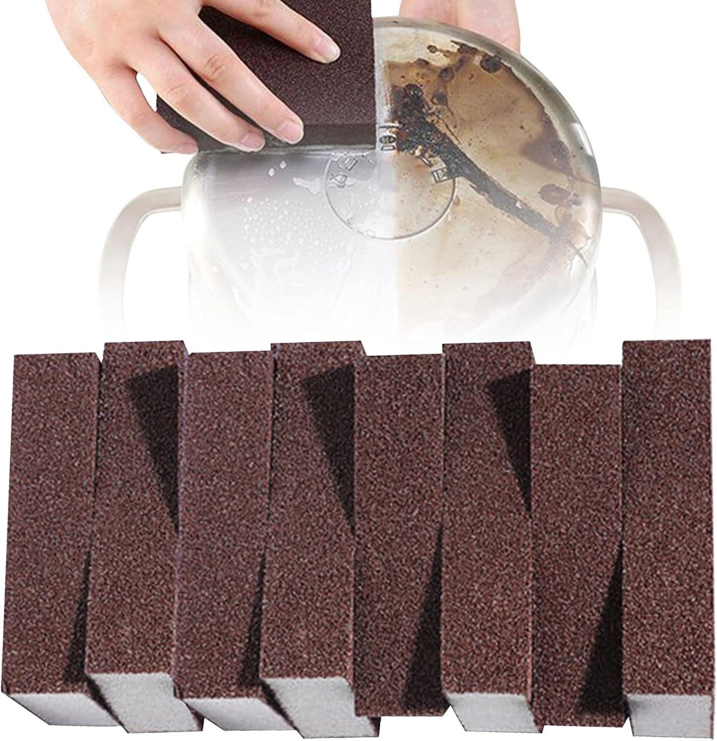 Krisler Carborundum Sponge Nano Emery Sponges Caspian Stone Pot Clean Brush Rust Eraser Grit Scouring Pads Pot Cleaning Pads with Carborundum Washing Kitchen Cleaner Tool 8pc