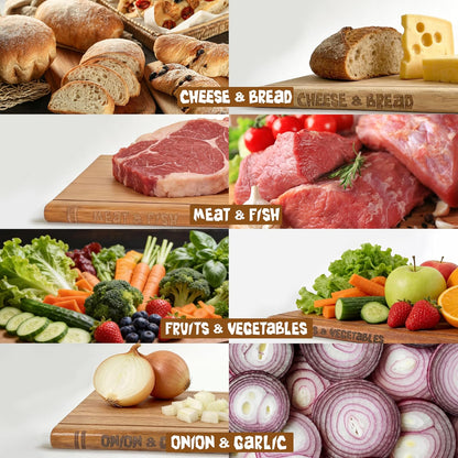 Book Cutting Board Set of 4,Solid Wood Cutting Board Library with Magnetic Knife Stand and Food Labels,Kitchen Countertop Chopping Boards for Bread,Cheese,Fish,Meat,Fruits and Vegetables,No Knives(4)