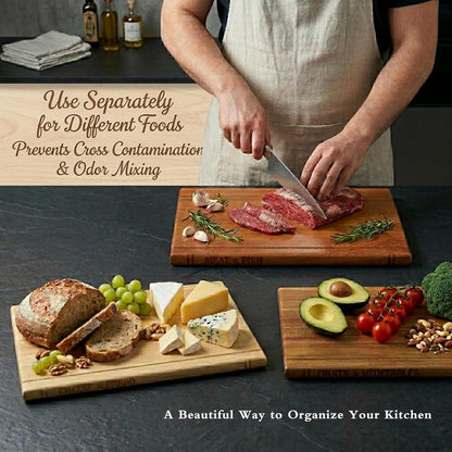 Book Cutting Board Set of 4,Solid Wood Cutting Board Library with Magnetic Knife Stand and Food Labels,Kitchen Countertop Chopping Boards for Bread,Cheese,Fish,Meat,Fruits and Vegetables,No Knives(4)
