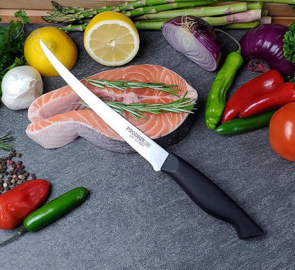 Prodigy Series 7.5-Inch Curved Flexible Fillet Knife – High-Carbon Stainless Steel Blade, Ergonomic Non-Slip Handle for Fish and Meat Filleting & Deboning
