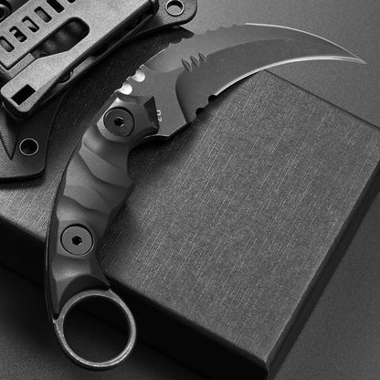 C1691N Fixed Blade Knife,D2 Steel Nylon Fiberglass Handle Outdoor Claw Knife for Survival, Hiking, Camping with Kydex Sheaths(Black)