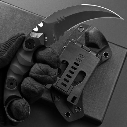 C1691N Fixed Blade Knife,D2 Steel Nylon Fiberglass Handle Outdoor Claw Knife for Survival, Hiking, Camping with Kydex Sheaths(Black)