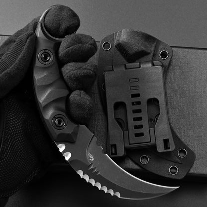 C1691N Fixed Blade Knife,D2 Steel Nylon Fiberglass Handle Outdoor Claw Knife for Survival, Hiking, Camping with Kydex Sheaths(Black)