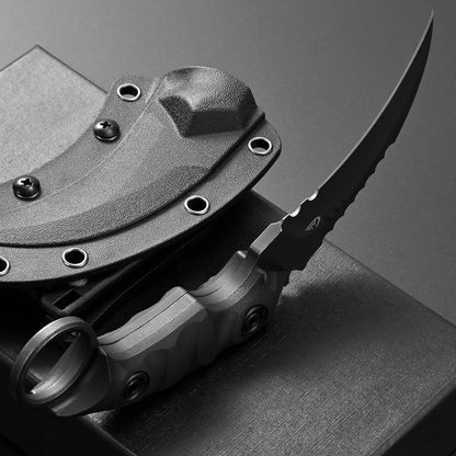 C1691N Fixed Blade Knife,D2 Steel Nylon Fiberglass Handle Outdoor Claw Knife for Survival, Hiking, Camping with Kydex Sheaths(Black)