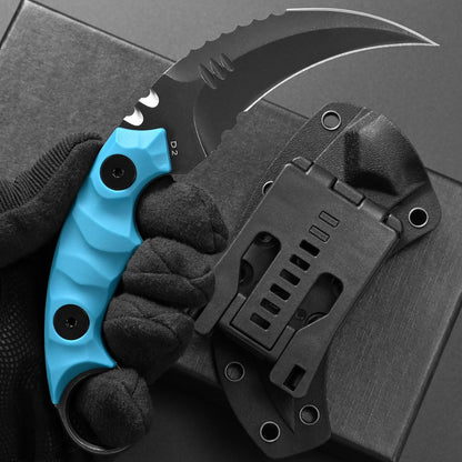 C1691N Fixed Blade Knife,D2 Steel Nylon Fiberglass Handle Outdoor Claw Knife for Survival, Hiking, Camping with Kydex Sheaths(Black)