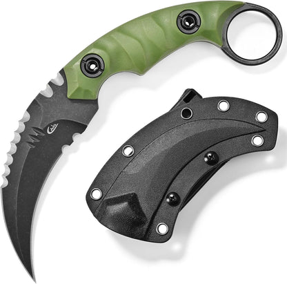 C1691N Fixed Blade Knife,D2 Steel Nylon Fiberglass Handle Outdoor Claw Knife for Survival, Hiking, Camping with Kydex Sheaths(Black)