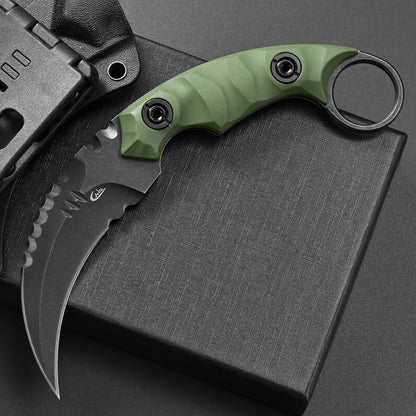 C1691N Fixed Blade Knife,D2 Steel Nylon Fiberglass Handle Outdoor Claw Knife for Survival, Hiking, Camping with Kydex Sheaths(Black)