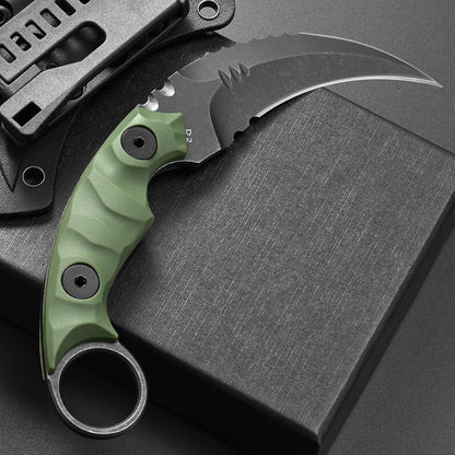 C1691N Fixed Blade Knife,D2 Steel Nylon Fiberglass Handle Outdoor Claw Knife for Survival, Hiking, Camping with Kydex Sheaths(Black)