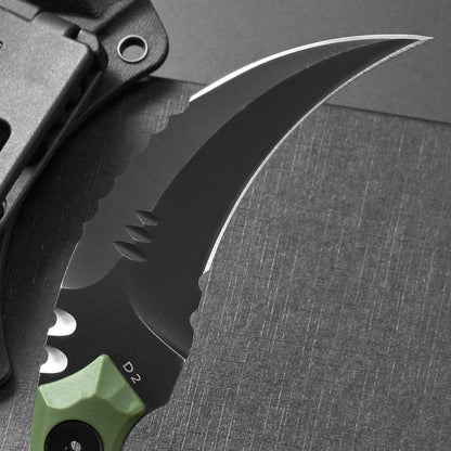 C1691N Fixed Blade Knife,D2 Steel Nylon Fiberglass Handle Outdoor Claw Knife for Survival, Hiking, Camping with Kydex Sheaths(Black)