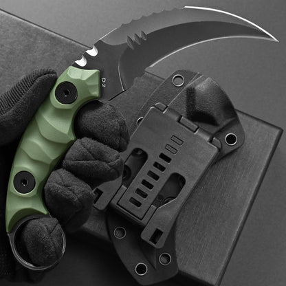 C1691N Fixed Blade Knife,D2 Steel Nylon Fiberglass Handle Outdoor Claw Knife for Survival, Hiking, Camping with Kydex Sheaths(Black)
