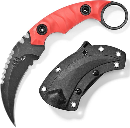C1691N Fixed Blade Knife,D2 Steel Nylon Fiberglass Handle Outdoor Claw Knife for Survival, Hiking, Camping with Kydex Sheaths(Black)
