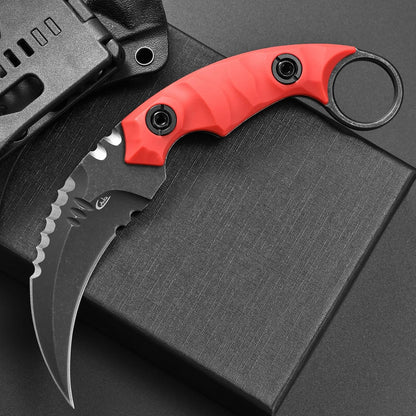 C1691N Fixed Blade Knife,D2 Steel Nylon Fiberglass Handle Outdoor Claw Knife for Survival, Hiking, Camping with Kydex Sheaths(Black)