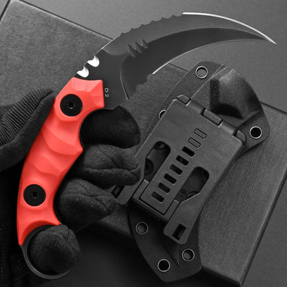 C1691N Fixed Blade Knife,D2 Steel Nylon Fiberglass Handle Outdoor Claw Knife for Survival, Hiking, Camping with Kydex Sheaths(Black)