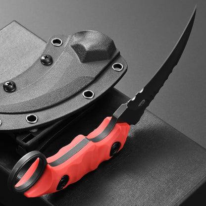 C1691N Fixed Blade Knife,D2 Steel Nylon Fiberglass Handle Outdoor Claw Knife for Survival, Hiking, Camping with Kydex Sheaths(Black)