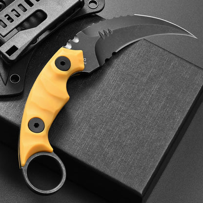 C1691N Fixed Blade Knife,D2 Steel Nylon Fiberglass Handle Outdoor Claw Knife for Survival, Hiking, Camping with Kydex Sheaths(Black)