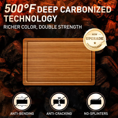 3 Pack Bamboo Cutting Board Set with Non Slip Feet Solid Wood Cutting Boards for Kitchen Non Toxic Wooden Chopping Boards Small Plastic Free Butcher Block Hardwood Serving Cheese Charcuterie Board
