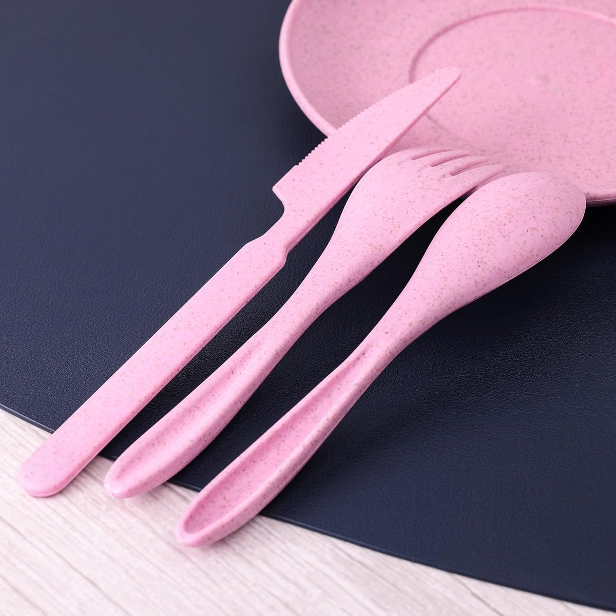 Wheat Straw Travel Utensils Set with Case - Kids Cutlery Set - BPA Free Portable Silverware for Lunch Box - Fork Spoon Knife Set with Case - Eco Friendly - Reusable Utensils