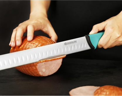Brisket Slicing Knife - 12 Inch - Razor Sharp Ham Knife - High-carbon Molybdenum Steel - Santoprene Handle - Designed for Briskets,Roasts,Turkey,BBQ