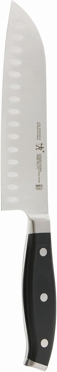 Forged Premio 7-inch Hollow Edge Santoku Knife, Black/Stainless Steel