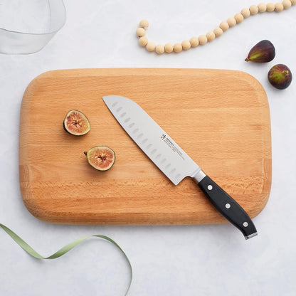 Forged Premio 7-inch Hollow Edge Santoku Knife, Black/Stainless Steel