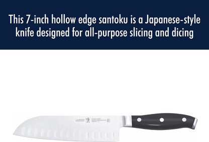 Forged Premio 7-inch Hollow Edge Santoku Knife, Black/Stainless Steel