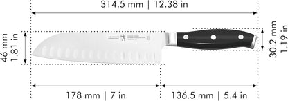 Forged Premio 7-inch Hollow Edge Santoku Knife, Black/Stainless Steel