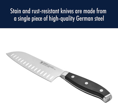 Forged Premio 7-inch Hollow Edge Santoku Knife, Black/Stainless Steel