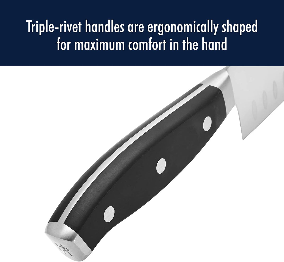 Forged Premio 7-inch Hollow Edge Santoku Knife, Black/Stainless Steel