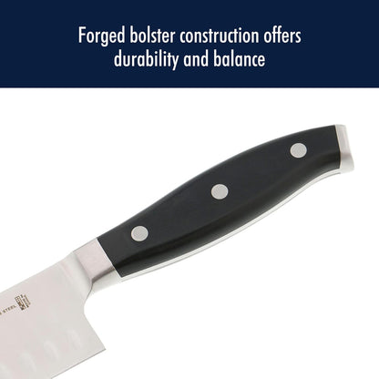 Forged Premio 7-inch Hollow Edge Santoku Knife, Black/Stainless Steel