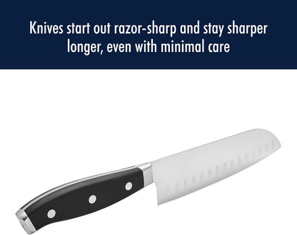 Forged Premio 7-inch Hollow Edge Santoku Knife, Black/Stainless Steel