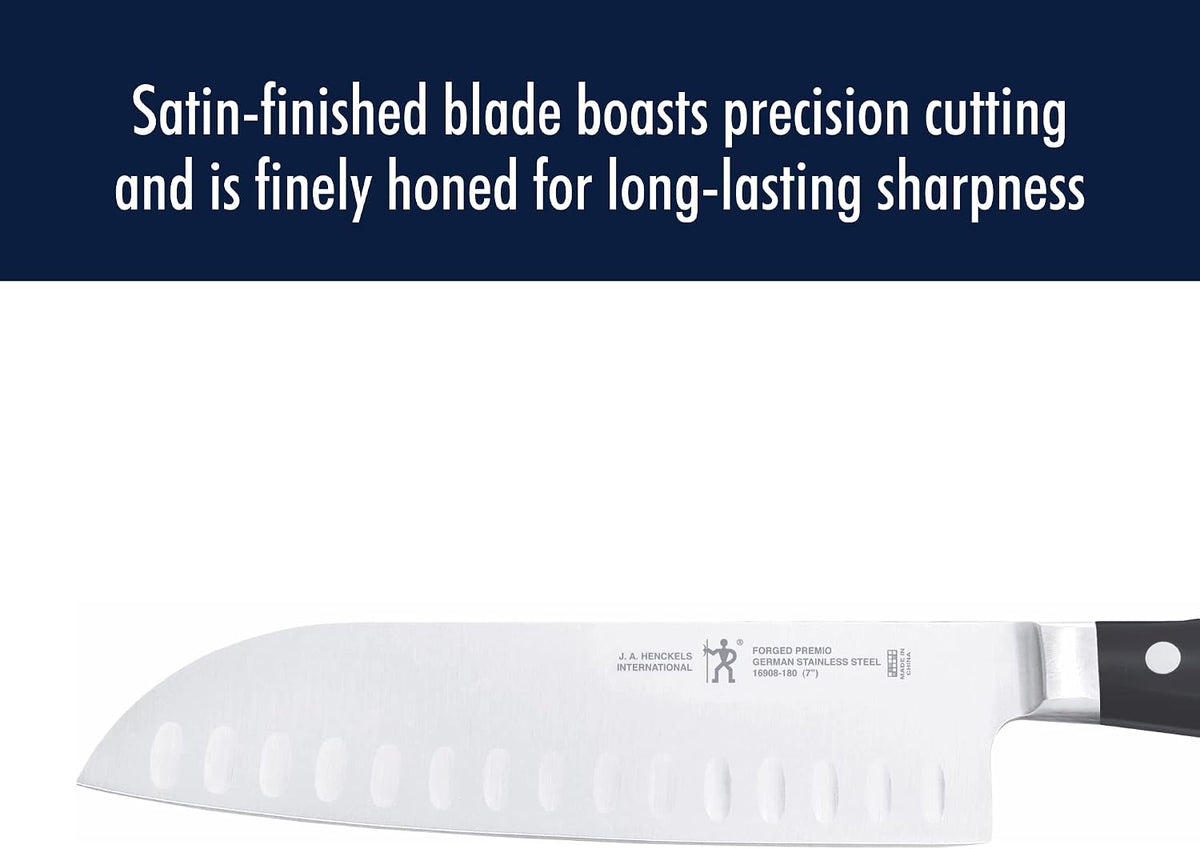 Forged Premio 7-inch Hollow Edge Santoku Knife, Black/Stainless Steel