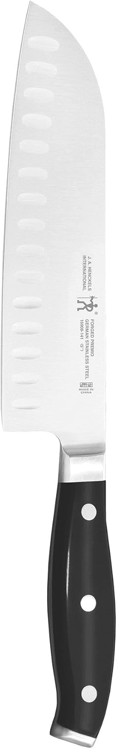 Forged Premio 7-inch Hollow Edge Santoku Knife, Black/Stainless Steel