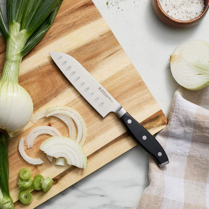 Forged Premio 7-inch Hollow Edge Santoku Knife, Black/Stainless Steel
