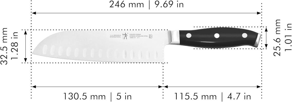 Forged Premio 7-inch Hollow Edge Santoku Knife, Black/Stainless Steel