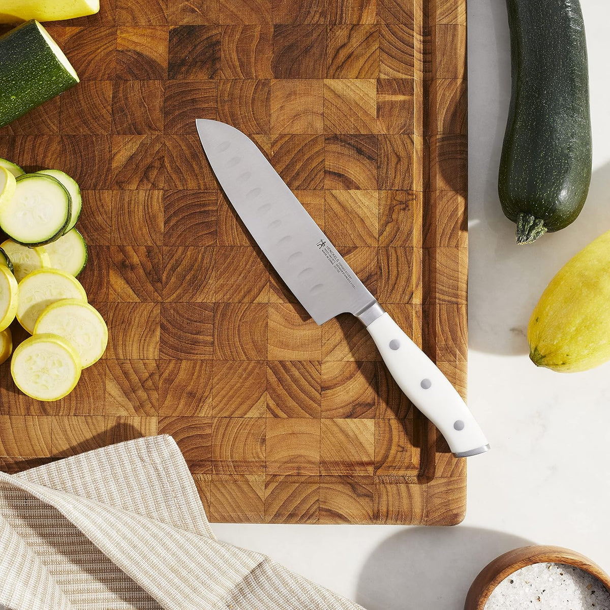 Forged Premio 7-inch Hollow Edge Santoku Knife, Black/Stainless Steel