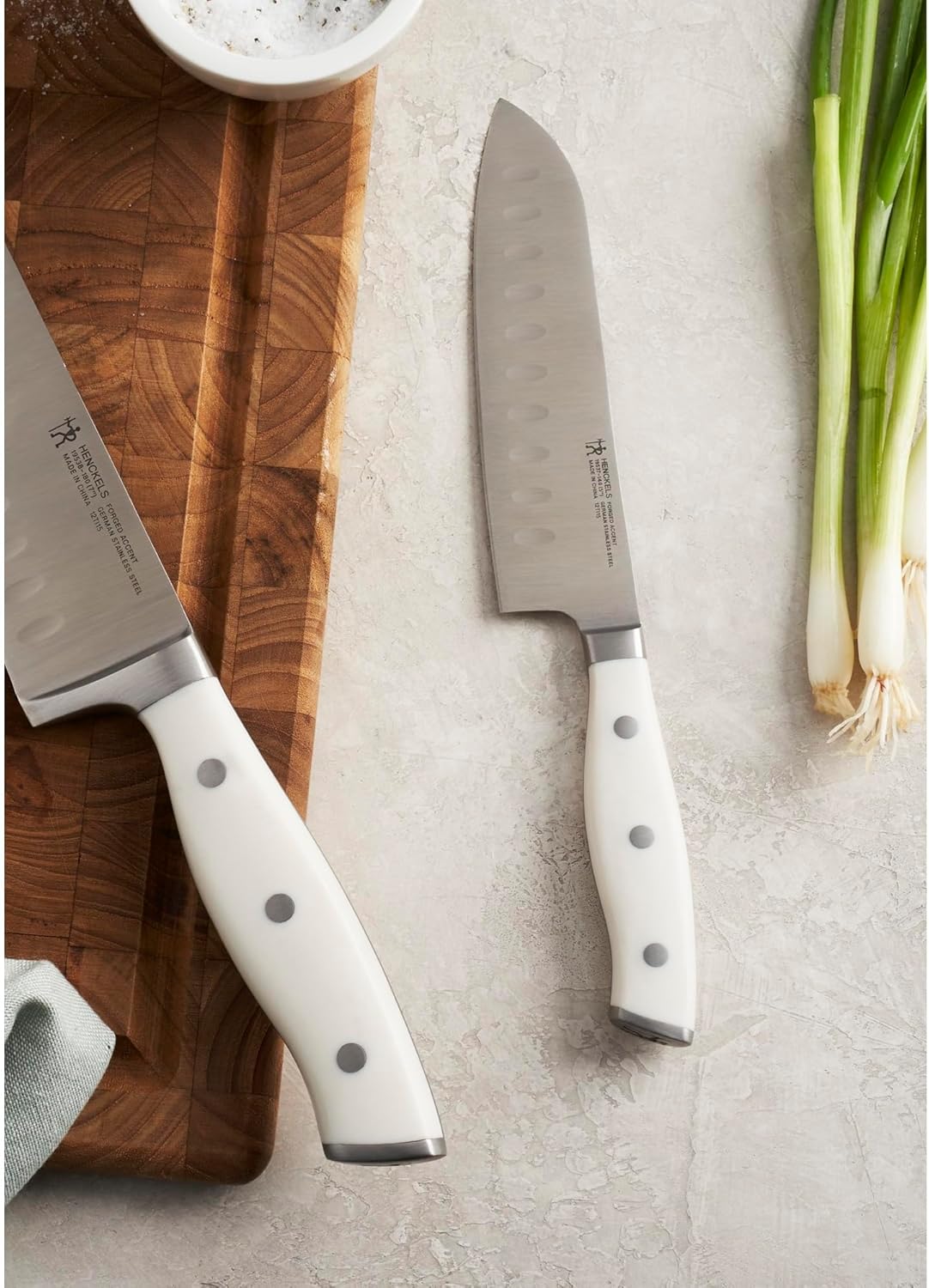 Forged Premio 7-inch Hollow Edge Santoku Knife, Black/Stainless Steel