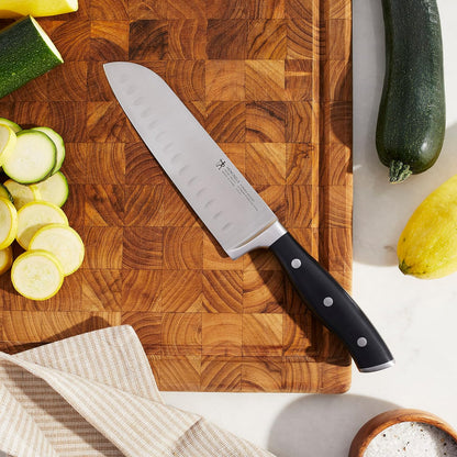 Forged Premio 7-inch Hollow Edge Santoku Knife, Black/Stainless Steel