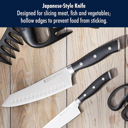 Forged Premio 7-inch Hollow Edge Santoku Knife, Black/Stainless Steel