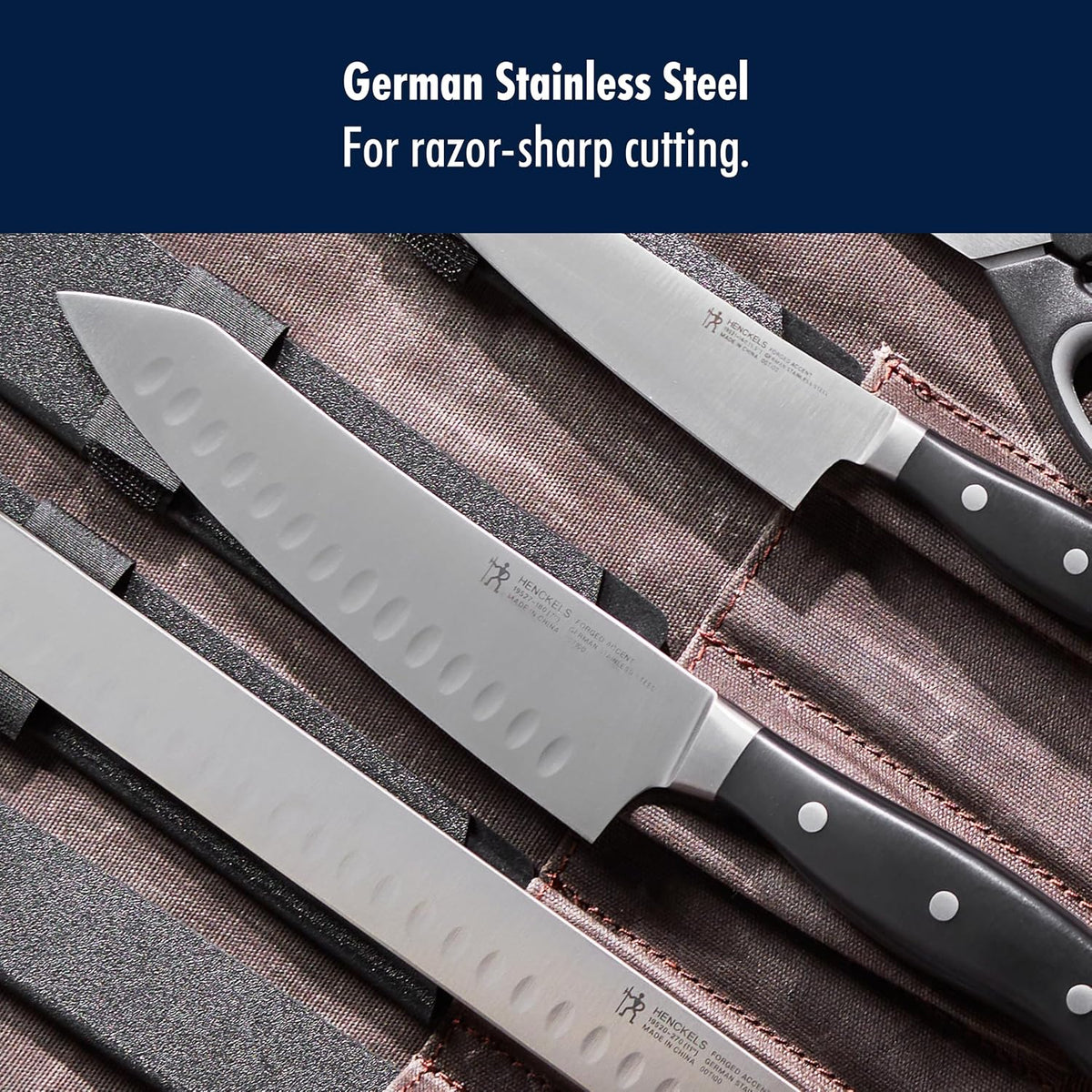 Forged Premio 7-inch Hollow Edge Santoku Knife, Black/Stainless Steel